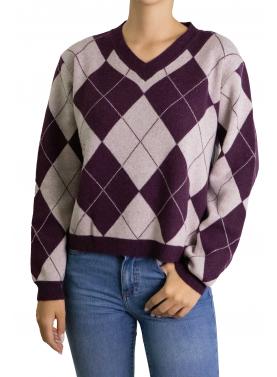 Maglione fantasia scollo a V